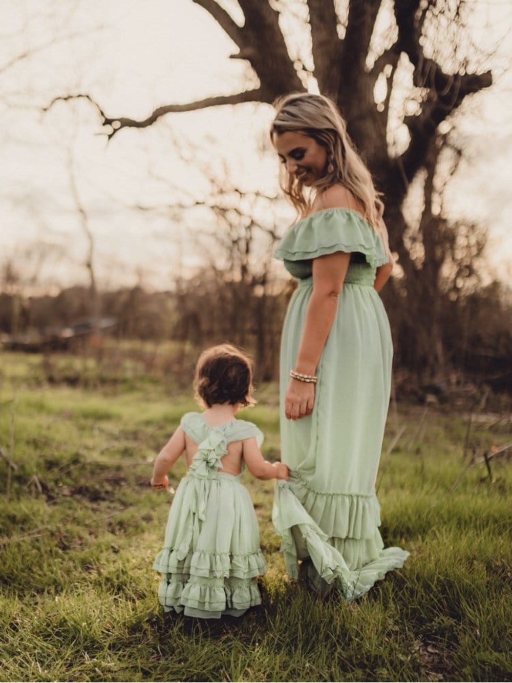 Bailey’s Blossoms Ruffled Maxi Dress in Sage - Picture 2 of 9